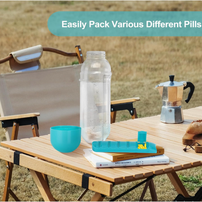Hydra Care water bottle with portable pill organizer